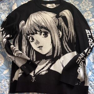 Black Anime Graphic Sweater